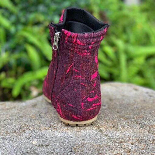 Red Pink Handmade Rubber Soles Backpack Travel Shoes - Image 3