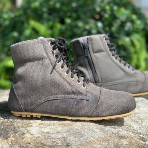 Grey Handmade Rubber Soles Backpack Travel Walking Shoes - Image 3