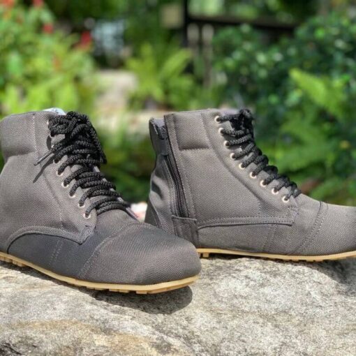 Grey Handmade Rubber Soles Backpack Travel Walking Shoes - Image 2