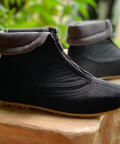 Black Handmade Rubber Soles Walking Backpack Travel Shoes